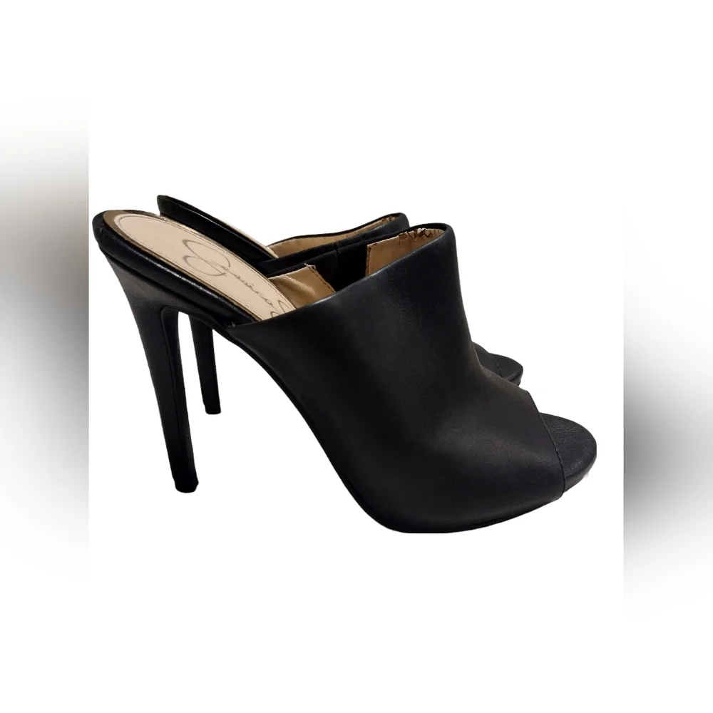 Jessica Simpson Rian Black Leather Slide Heel - Picture 4 of 7